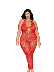 Load image into Gallery viewer, Dreamgirl Plus Poinsetta Rhinestone Bodystocking Lingerie - Nastassy