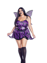 Load image into Gallery viewer, Dreamgirl Plus Size Dark Fairy Bodysuit with Peplum Detail & Wings Women’s Costume – Gothic Fantasy Outfit
