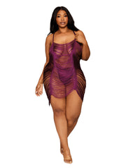 Load image into Gallery viewer, Dreamgirl Plus Size Drape Fringe Chemise Chemise - Nastassy