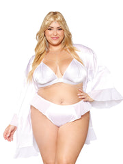 Load image into Gallery viewer, Dreamgirl Plus Size Matte Satin Robe, Bralette, and Thong Set BRALETTE AND THONG - Nastassy