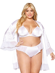 Load image into Gallery viewer, Dreamgirl Plus Size Matte Satin Robe, Bralette, and Thong Set BRALETTE AND THONG - Nastassy