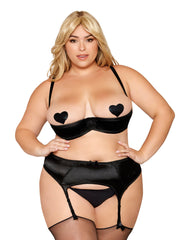Load image into Gallery viewer, Dreamgirl Plus Size Satin Open Cup Underwire Shelf Bra with Stretch Mesh Back Bra - Nastassy