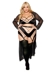 Load image into Gallery viewer, Dreamgirl Plus Size Sheer Panel Bralette, Garter Skirt, and G-String Set BRALETTE AND THONG - Nastassy