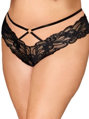 Load image into Gallery viewer, Dreamgirl Plus Size Stetch Lace Cheeky Open-Crotch Thong hosiery - Nastassy