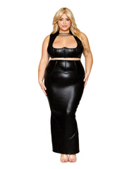 Load image into Gallery viewer, Dreamgirl Plus Size Stretch Faux-Leather and Eyelash Lace Bra and Garter Panty Set Bra Set - Nastassy
