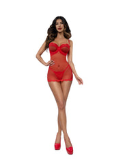 Load image into Gallery viewer, Dreamgirl Romance Lace-Trim Chemise 2-Piece Set