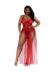 Load image into Gallery viewer, Dreamgirl Plus Romance Lace-Trim Gown 2-Piece Set