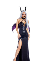 Load image into Gallery viewer, Dreamgirl Succubus Halter Dress with Wing Neckline Women’s Costume – Fantasy Halloween Outfit