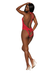 Load image into Gallery viewer, Dreamgirl Heart Back Deep V-Neck Teddy Teddy - Nastassy