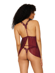 Load image into Gallery viewer, Dreamgirl Novelty stretch mesh and delicate venise embroidery babydoll and matching G-string set LINGERIE BABYDOLL - Nastassy