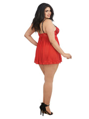 Load image into Gallery viewer, Dreamgirl Plus Size Contrast Lace Overlay Babydoll Babydoll - Nastassy