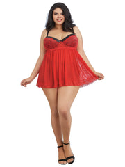 Load image into Gallery viewer, Dreamgirl Plus Size Contrast Lace Overlay Babydoll Babydoll - Nastassy