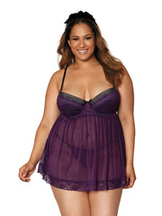 Load image into Gallery viewer, Dreamgirl Plus Size Contrast Lace Overlay Babydoll Babydoll - Nastassy