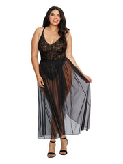 Load image into Gallery viewer, Dreamgirl Plus Size Mosaic Lace Teddy & Sheer Skirt Teddy - Nastassy