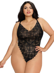Load image into Gallery viewer, Dreamgirl Plus Size Mosaic Lace Teddy & Sheer Skirt Teddy - Nastassy