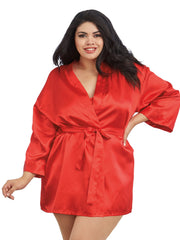 Load image into Gallery viewer, Dreamgirl Plus Size Satin Robe & Chemise Set Robe - Nastassy