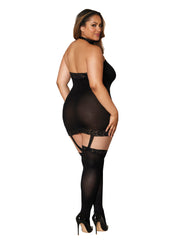 Load image into Gallery viewer, Dreamgirl Plus Size Sheer Garter Bodystocking with Thigh High