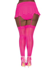 Load image into Gallery viewer, Dreamgirl Plus Size Sheer Thigh High Stockings with Back Seam Thigh Highs - Nastassy