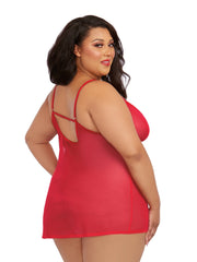 Load image into Gallery viewer, Dreamgirl Plus Size Stretch Mesh Chemise & Robe Set Robes - Nastassy