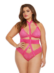 Load image into Gallery viewer, Dreamgirl Plus Size Two-Piece Collared Bralette & Panty Playset Lingerie Set - Nastassy