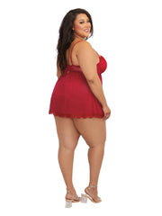 Load image into Gallery viewer, Dreamgirl Plus Size Underwire Push Up Cup Babydoll with Stretch Mesh Skirt Babydoll - Nastassy