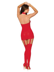 Load image into Gallery viewer, Dreamgirl Sheer Garter Bodystocking with Thigh High Garter Dress - Nastassy