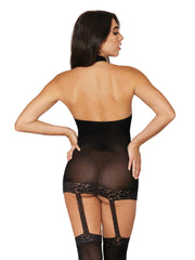 Load image into Gallery viewer, Dreamgirl Sheer Garter Bodystocking with Thigh High Garter Dress - Nastassy