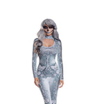 Load image into Gallery viewer, Dreamgirl Beautiful Bones Sublimated Jumpsuit Women’s Costume – Skeleton Halloween Outfit Costume - Nastassy
