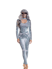 Load image into Gallery viewer, Dreamgirl Beautiful Bones Sublimated Jumpsuit Women’s Costume – Skeleton Halloween Outfit Costume - Nastassy