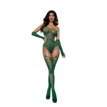 Load image into Gallery viewer, Dreamgirl Chevron Gartered Teddy with Gloves Lingerie - Nastassy
