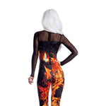 Load image into Gallery viewer, Dreamgirl Flame Jumpsuit with Mesh Neckline Women’s Costume – Fiery Halloween Outfit Costume - Nastassy
