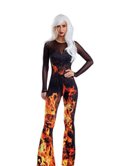 Load image into Gallery viewer, Dreamgirl Flame Jumpsuit with Mesh Neckline Women’s Costume – Fiery Halloween Outfit Costume - Nastassy