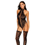 Load image into Gallery viewer, Dreamgirl Lace Teddy Bodystocking with Criss-Cross Detailing Bodystocking - Nastassy
