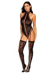 Load image into Gallery viewer, Dreamgirl Lace Teddy Bodystocking with Criss-Cross Detailing Bodystocking - Nastassy