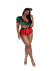 Load image into Gallery viewer, Dreamgirl Plus Naughty Elf 4-Piece Skirt Set