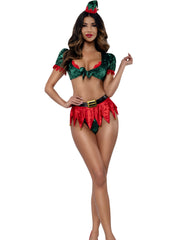 Load image into Gallery viewer, Dreamgirl Naughty Elf 4-Piece Skirt Set