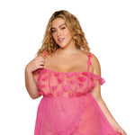 Load image into Gallery viewer, Dreamgirl Plus 3D Floral Babydoll and G-String Babydoll - Nastassy
