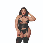 Load image into Gallery viewer, Dreamgirl Plus Black Fetish Bustier &amp; G-String Lingerie - Nastassy

