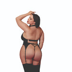 Load image into Gallery viewer, Dreamgirl Plus Black Fetish Bustier &amp; G-String Lingerie - Nastassy
