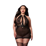 Load image into Gallery viewer, Dreamgirl Plus Black Fetish Garter Slip &amp; Flogger Lingerie - Nastassy
