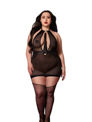 Load image into Gallery viewer, Dreamgirl Plus Black Fetish Garter Slip &amp; Flogger Lingerie - Nastassy