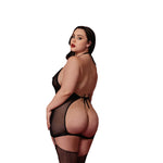 Load image into Gallery viewer, Dreamgirl Plus Black Fetish Garter Slip &amp; Flogger Lingerie - Nastassy
