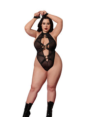 Load image into Gallery viewer, Dreamgirl Plus Black Fetish Teddy &amp; Restraint Lingerie - Nastassy