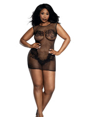 Load image into Gallery viewer, Dreamgirl Plus Black Lace and Pattern Seamless Dress Lingerie - Nastassy