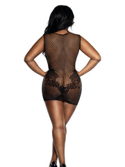 Load image into Gallery viewer, Dreamgirl Plus Black Lace and Pattern Seamless Dress Lingerie - Nastassy