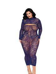 Load image into Gallery viewer, Dreamgirl Plus Eclipse Bodystocking Gown &amp; Shrug Lingerie - Nastassy