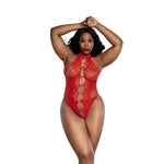 Load image into Gallery viewer, Dreamgirl Plus Peek A Boo Teddy Red Lingerie - Nastassy
