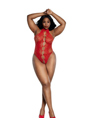 Load image into Gallery viewer, Dreamgirl Plus Peek A Boo Teddy Red Lingerie - Nastassy
