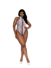 Load image into Gallery viewer, Dreamgirl Plus Peek-A-Boo Teddy - White