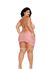 Load image into Gallery viewer, Dreamgirl Plus Petal Pink Garter Slip &amp; G-String Lingerie - Nastassy